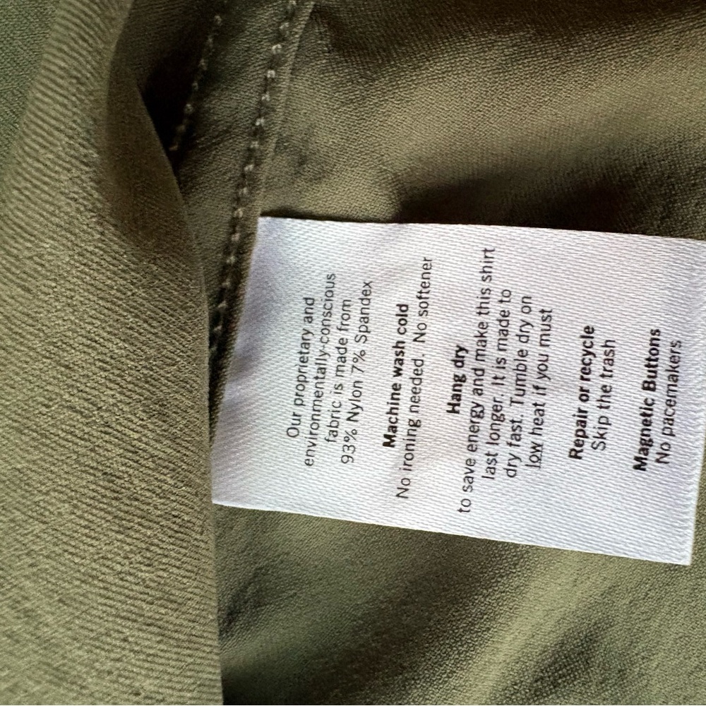 Men's PONCHO Olive Green Technical Snap Shirt - Picture 3 of 5